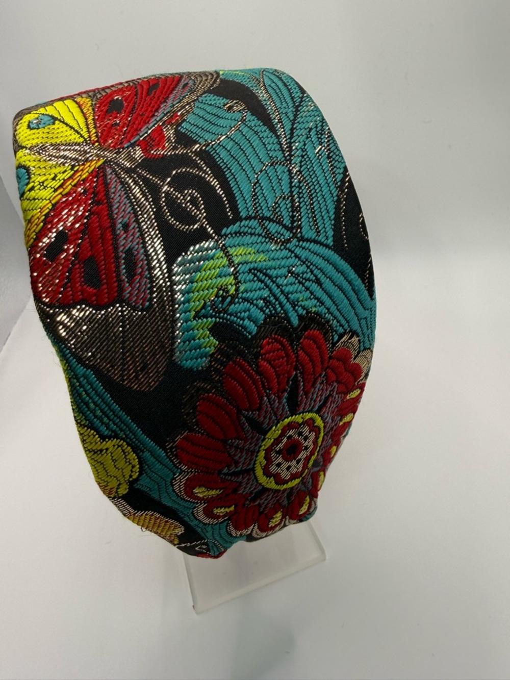 Floral butterfly Embroidered Padded Headband - Multicolor wide headband - Picture 5 of 7